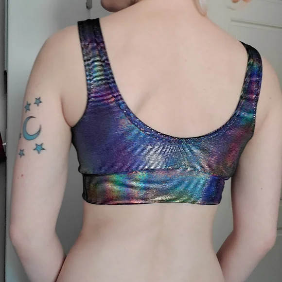 Coquetry Clothing Velvet Oil Spill Starlette Bralette Holographic Rave Festival - Picture 7 of 7